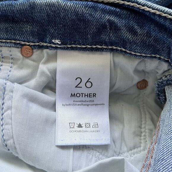 MOTHER Pixie Tomcat Crop Distressed Jeans Size 26 Not Cut & Pasted Button Fly - Picture 9 of 11